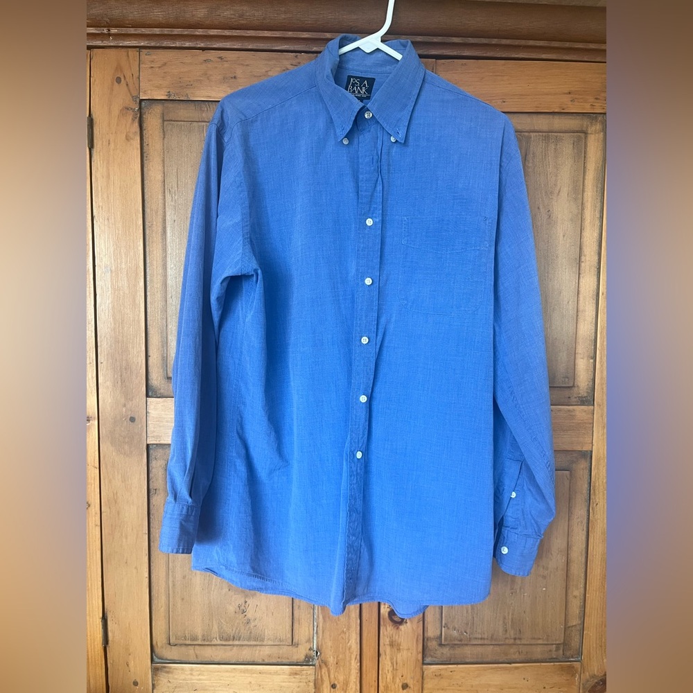 JOS A. Bank Men's 15 1/2 - 34 Blue Button-Down Shirt